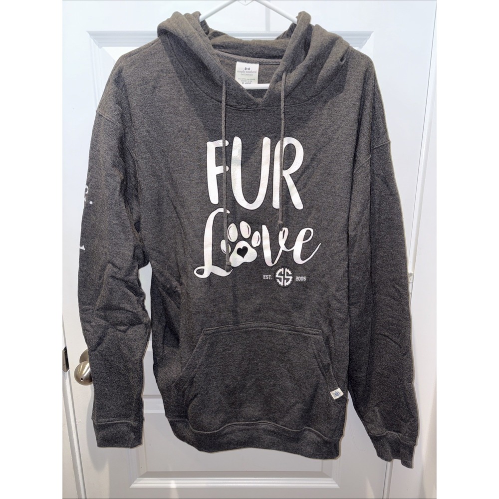 Fur Love Simply Southern Grey Hoodie  Size XL
